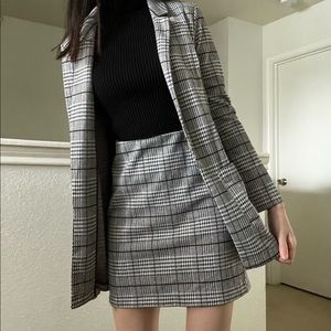 H&M Plaid Blazer and Skirt Set